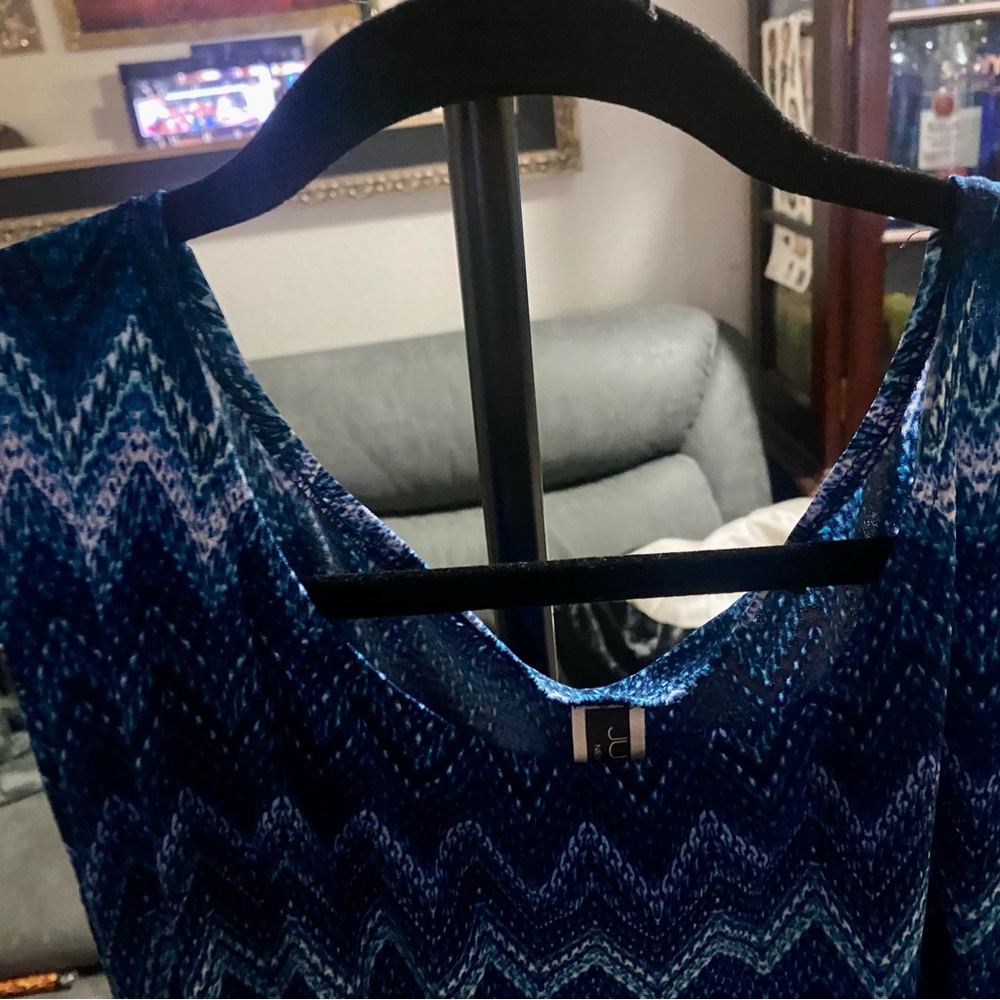Julian Taylor Blue Zigzag Midi Dress